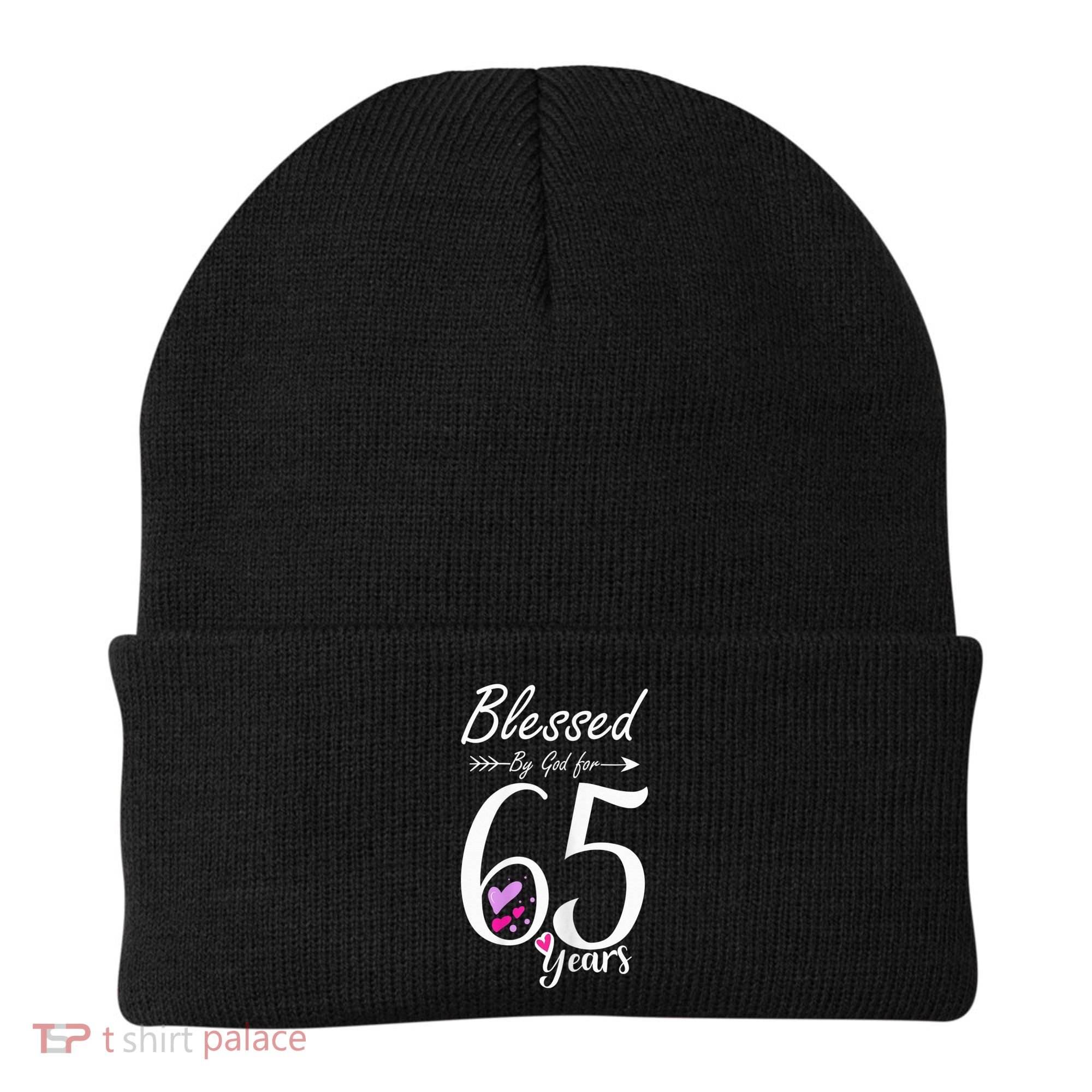Wo 65th Birthday Tee Gift and Blessed for 65 Years Birthday Beanie