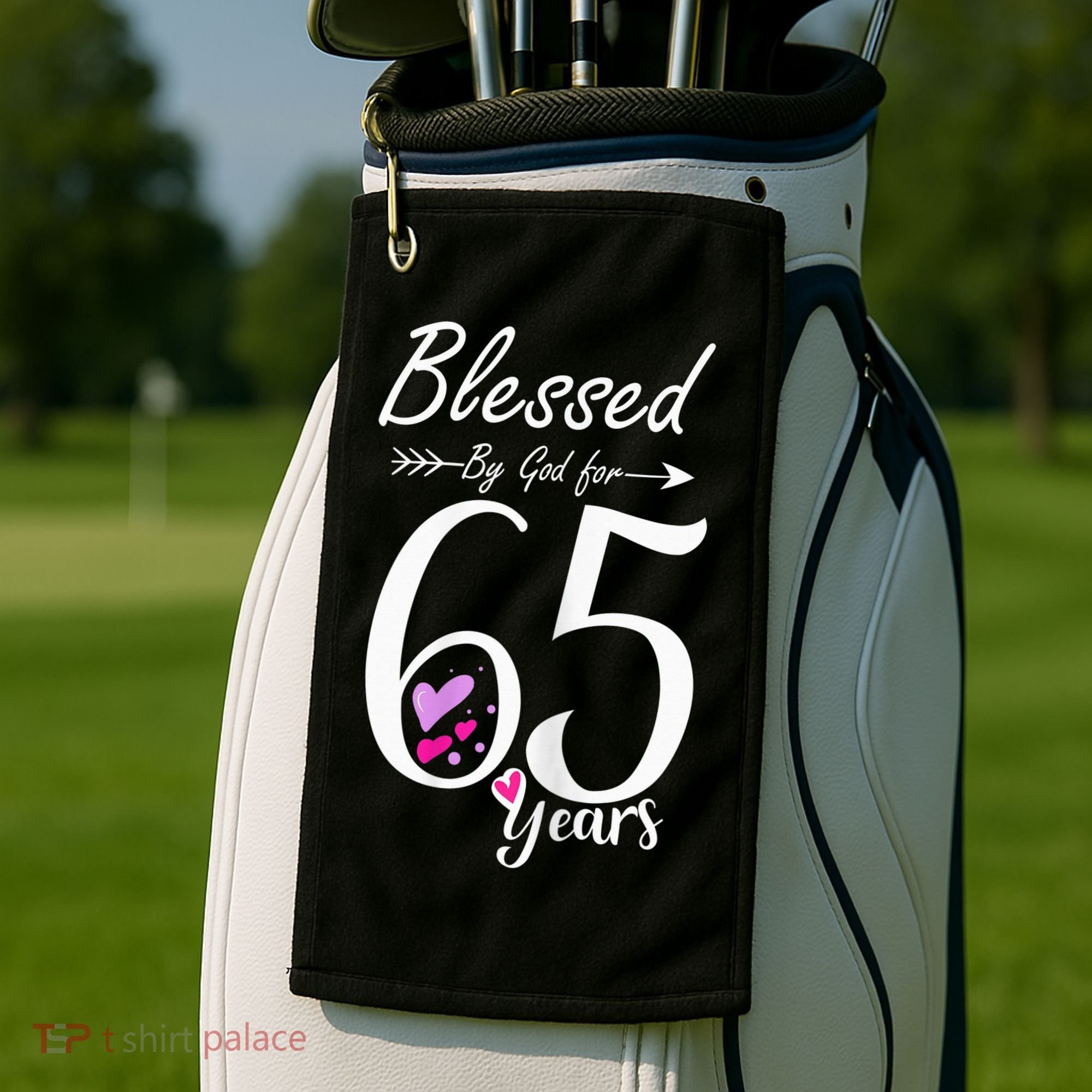 Wo 65th Birthday Tee Gift and Blessed for 65 Years Birthday Golf Towel