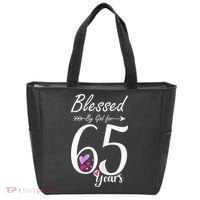 Wo 65th Birthday Tee Gift and Blessed for 65 Years Birthday Tote Bag thumb 0