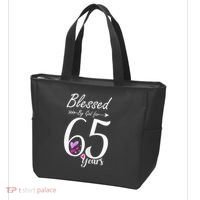 Wo 65th Birthday Tee Gift and Blessed for 65 Years Birthday Tote Bag thumb 3