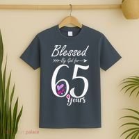 Wo 65th Birthday Tee Gift and Blessed for 65 Years Birthday T-Shirt thumb 2