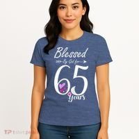 Wo 65th Birthday Tee Gift and Blessed for 65 Years Birthday Women's T-Shirt thumb 4
