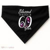 WoM.e.ns 60th Birthday Tee Gift and Blessed for 60 Years Birthday USA-Made Doggie Bandana thumb 0