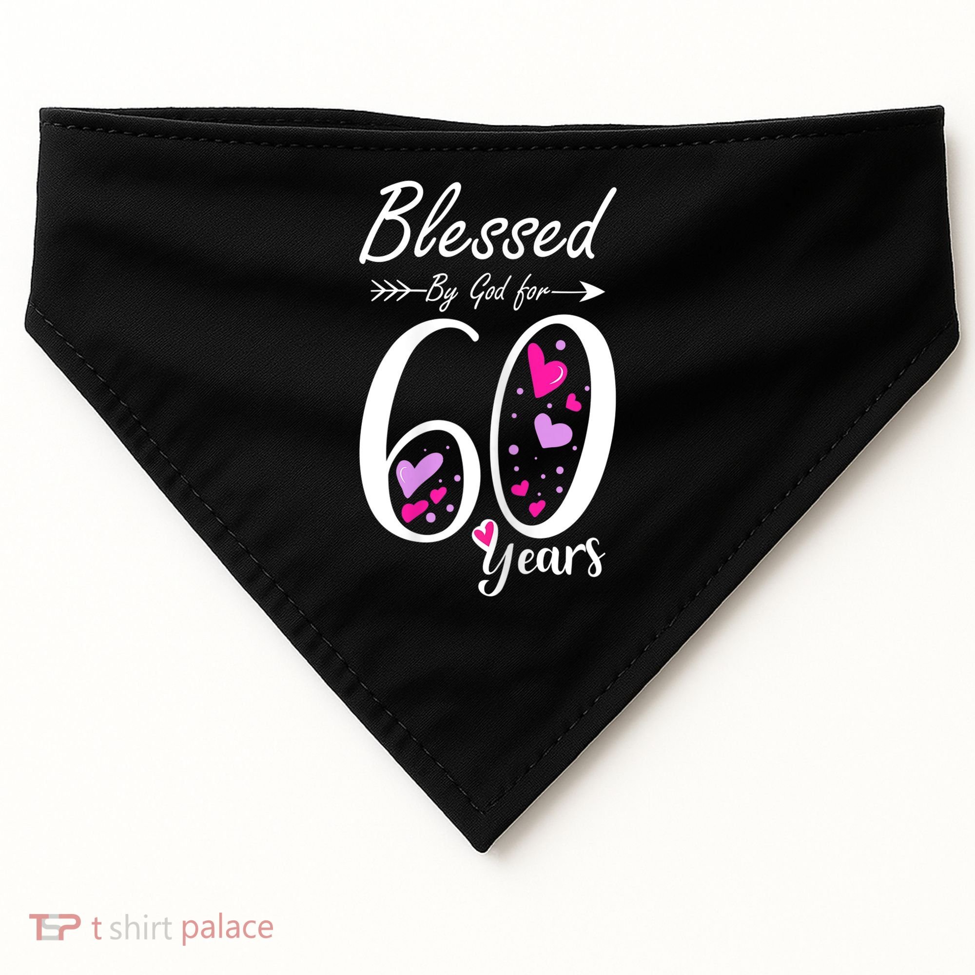 WoM.e.ns 60th Birthday Tee Gift and Blessed for 60 Years Birthday USA-Made Doggie Bandana