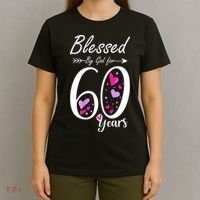 WoM.e.ns 60th Birthday Tee Gift and Blessed for 60 Years Birthday T-Shirt thumb 4