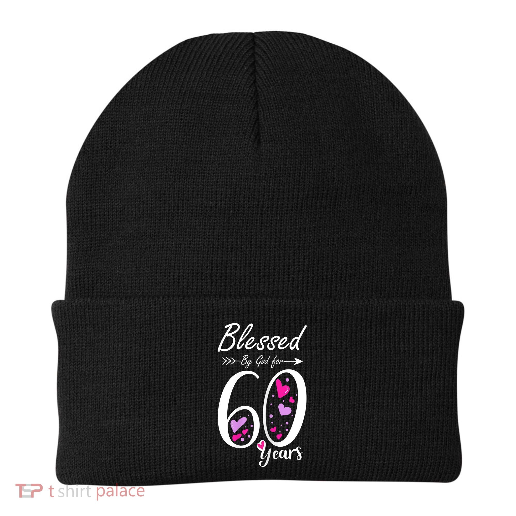 WoM.e.ns 60th Birthday Tee Gift and Blessed for 60 Years Birthday Beanie