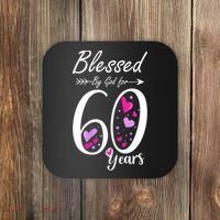 WoM.e.ns 60th Birthday Tee Gift and Blessed for 60 Years Birthday Coaster thumb 0