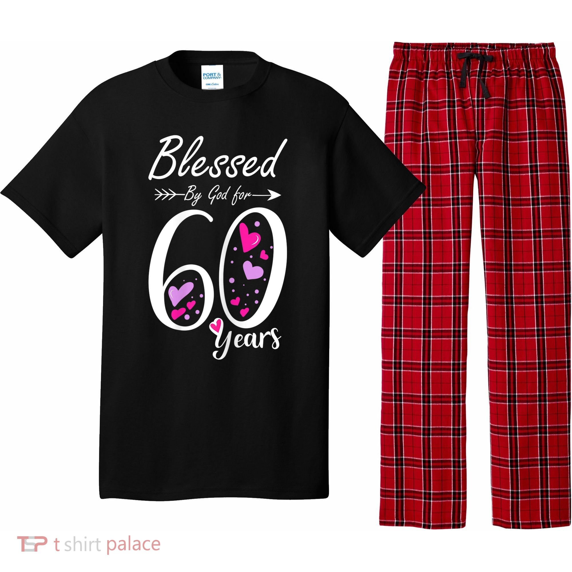 WoM.e.ns 60th Birthday Tee Gift and Blessed for 60 Years Birthday Pajama Set