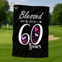 WoM.e.ns 60th Birthday Tee Gift and Blessed for 60 Years Birthday Golf Towel thumb 1
