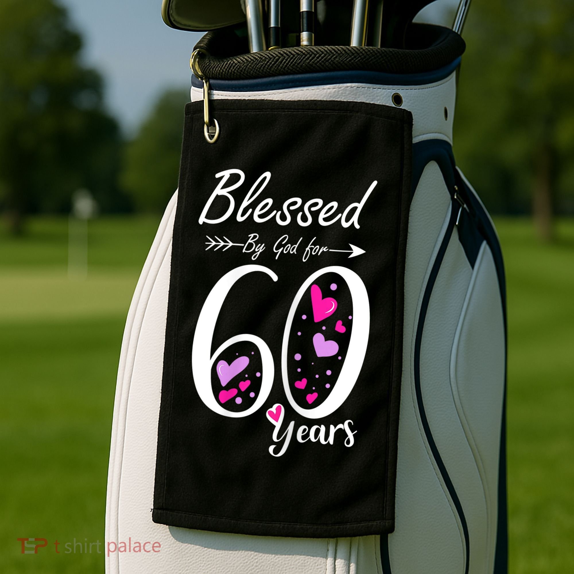 WoM.e.ns 60th Birthday Tee Gift and Blessed for 60 Years Birthday Golf Towel