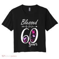 WoM.e.ns 60th Birthday Tee Gift and Blessed for 60 Years Birthday Women's Crop Top Tee thumb 0