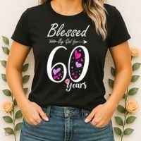 WoM.e.ns 60th Birthday Tee Gift and Blessed for 60 Years Birthday Women's T-Shirt thumb 2