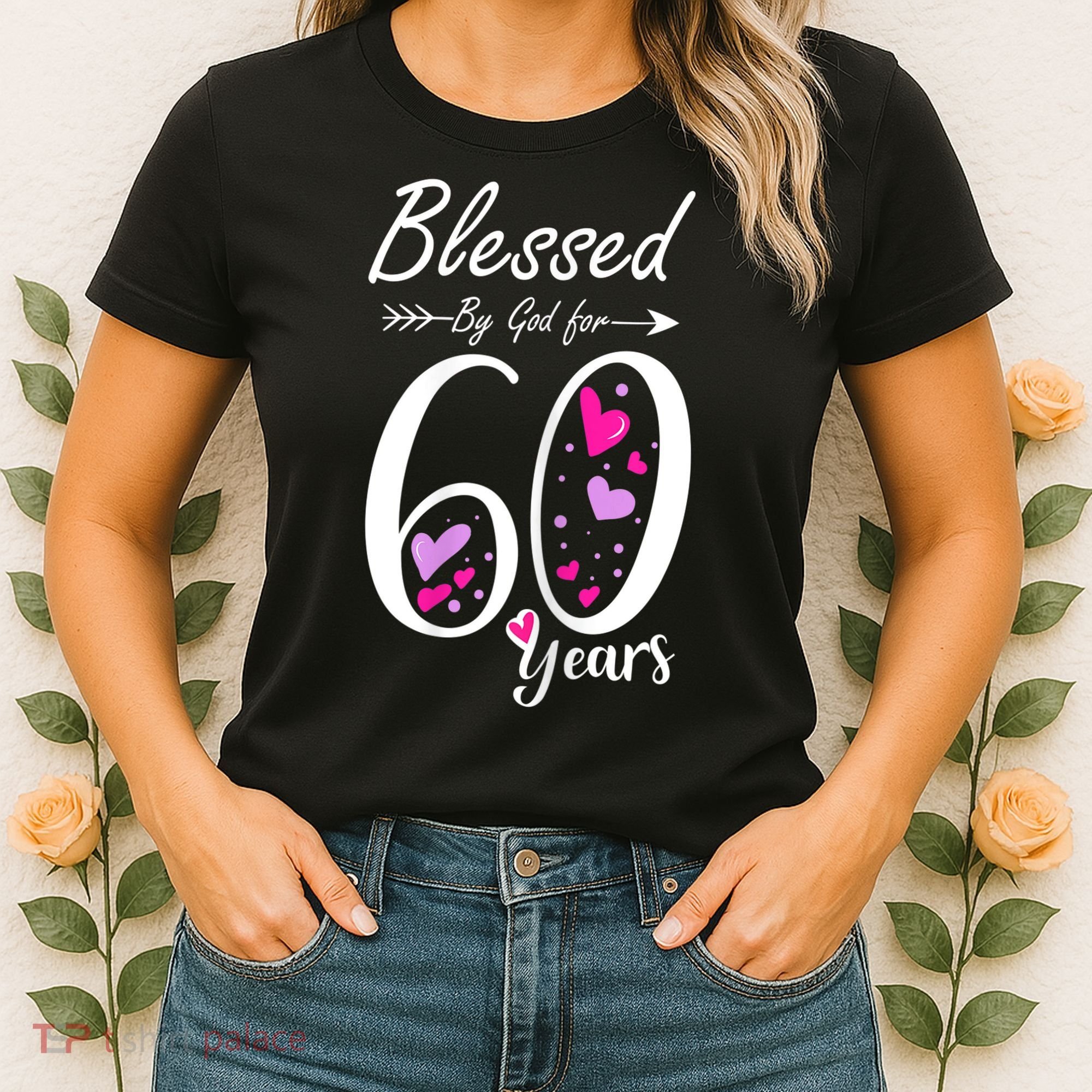 WoM.e.ns 60th Birthday Tee Gift and Blessed for 60 Years Birthday Women's T-Shirt