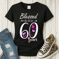 WoM.e.ns 60th Birthday Tee Gift and Blessed for 60 Years Birthday Women's T-Shirt thumb 3