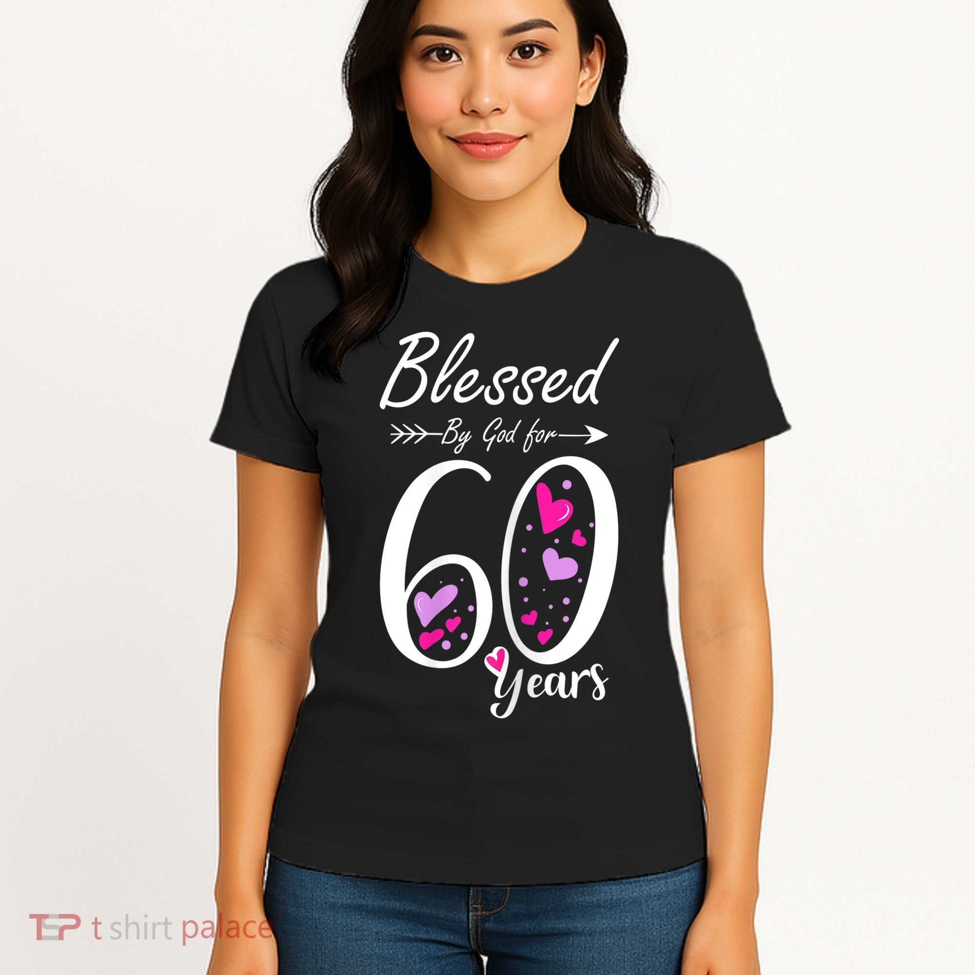 WoM.e.ns 60th Birthday Tee Gift and Blessed for 60 Years Birthday Women's T-Shirt