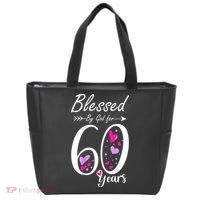 WoM.e.ns 60th Birthday Tee Gift and Blessed for 60 Years Birthday Tote Bag thumb 0