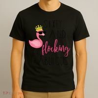 Wo 60th Birthday Gift Flamingo Fabulous T-Shirt thumb 3