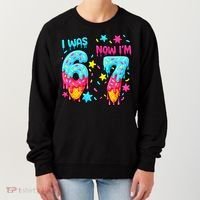  Was 6 Now I'm 7th Birthday Ice Cream Drip 6-7 Meme Women's Sweatshirt thumb 0