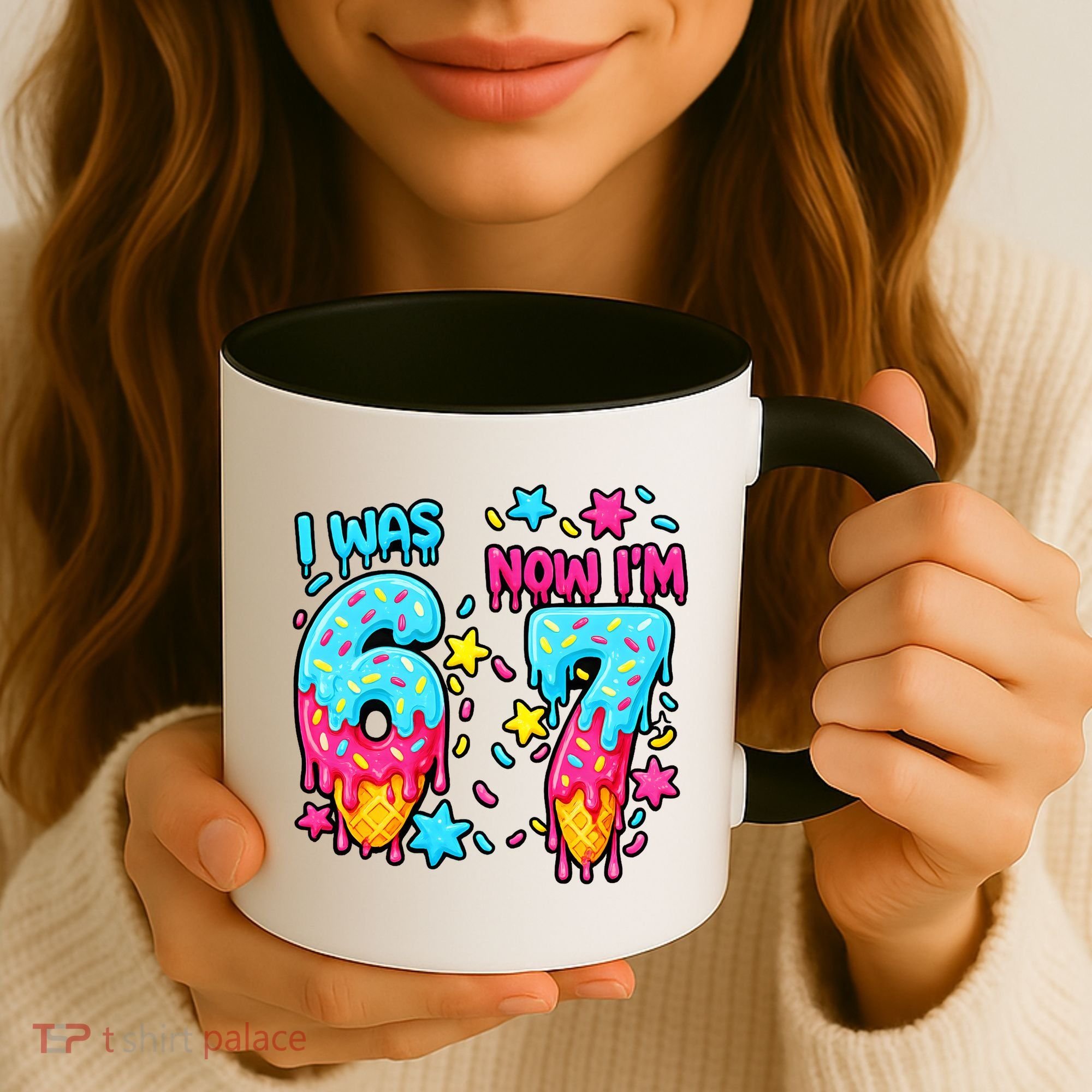  Was 6 Now I'm 7th Birthday Ice Cream Drip 6-7 Meme Coffee Mug