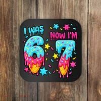  Was 6 Now I'm 7th Birthday Ice Cream Drip 6-7 Meme Coaster thumb 0