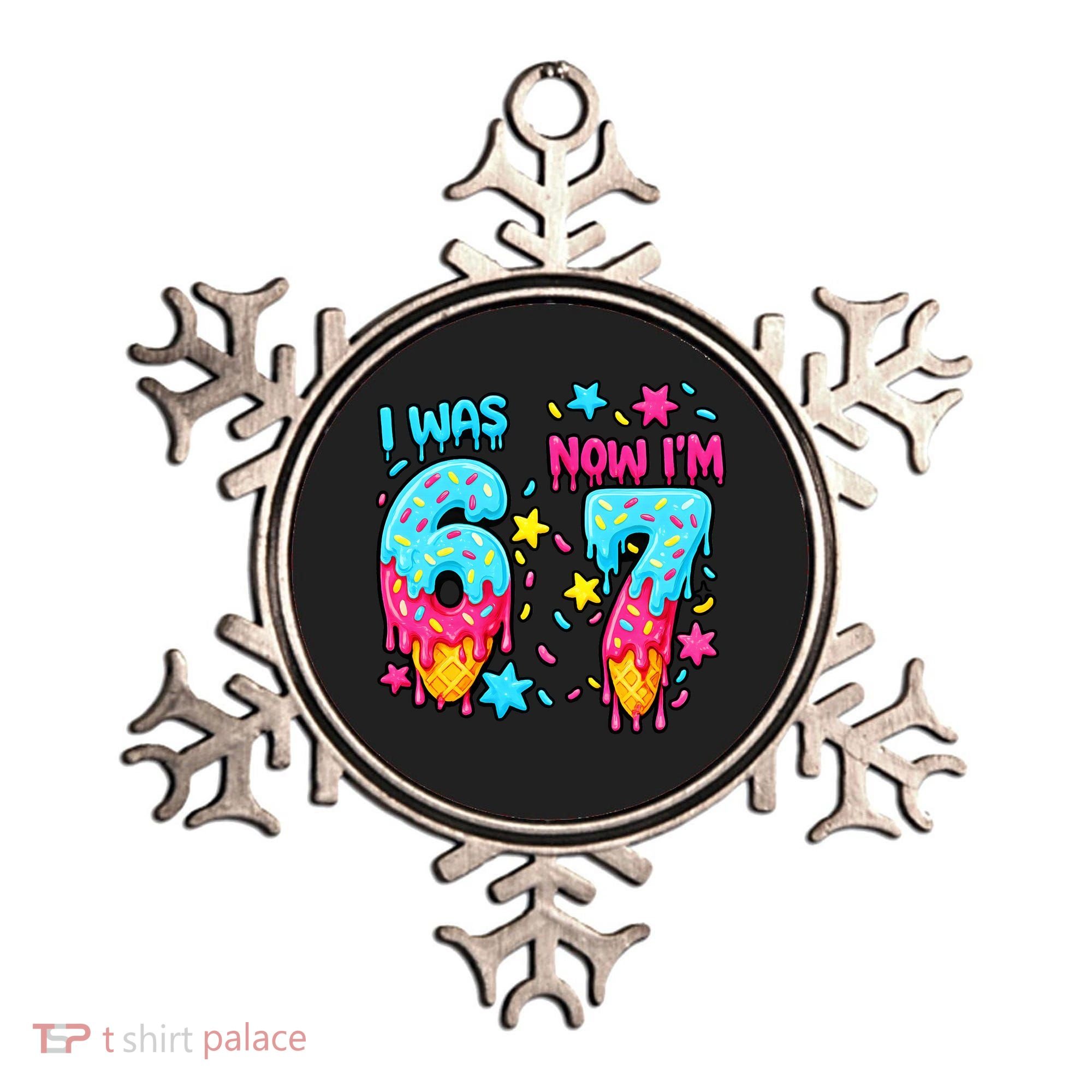  Was 6 Now I'm 7th Birthday Ice Cream Drip 6-7 Meme Ornament