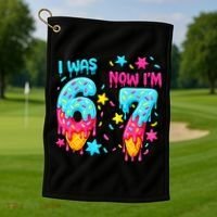  Was 6 Now I'm 7th Birthday Ice Cream Drip 6-7 Meme Golf Towel thumb 1