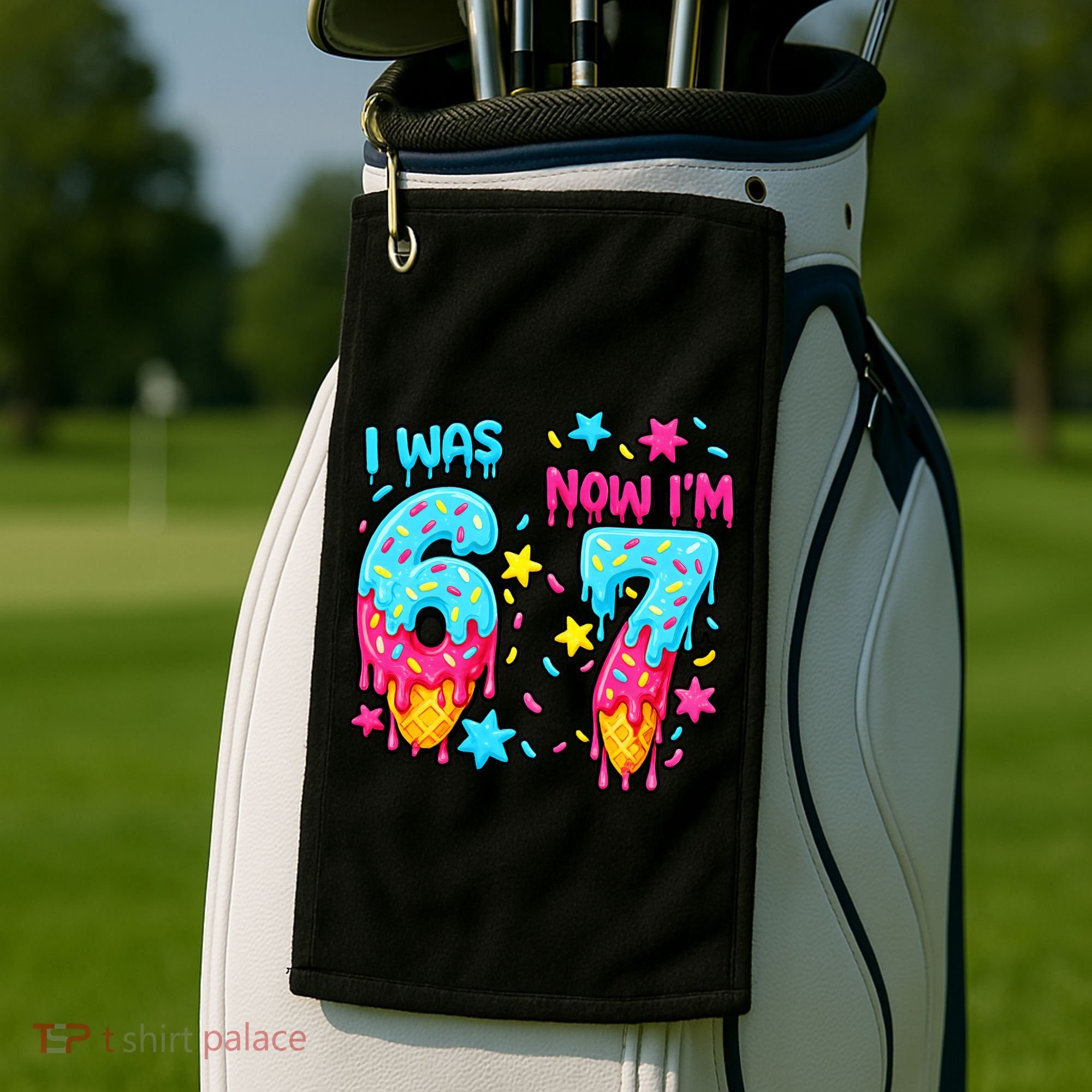  Was 6 Now I'm 7th Birthday Ice Cream Drip 6-7 Meme Golf Towel