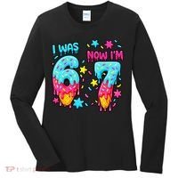  Was 6 Now I'm 7th Birthday Ice Cream Drip 6-7 Meme Women's Long Sleeve Shirt thumb 0