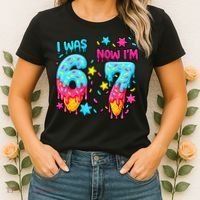  Was 6 Now I'm 7th Birthday Ice Cream Drip 6-7 Meme Women's T-Shirt thumb 2