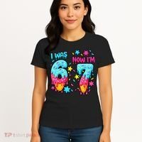  Was 6 Now I'm 7th Birthday Ice Cream Drip 6-7 Meme Women's T-Shirt thumb 4