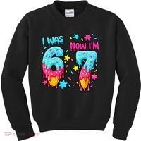  Was 6 Now I'm 7th Birthday Ice Cream Drip 6-7 Meme Kids Sweatshirt thumb 0
