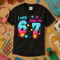  Was 6 Now I'm 7th Birthday Ice Cream Drip 6-7 Meme Kids T-Shirt thumb 3