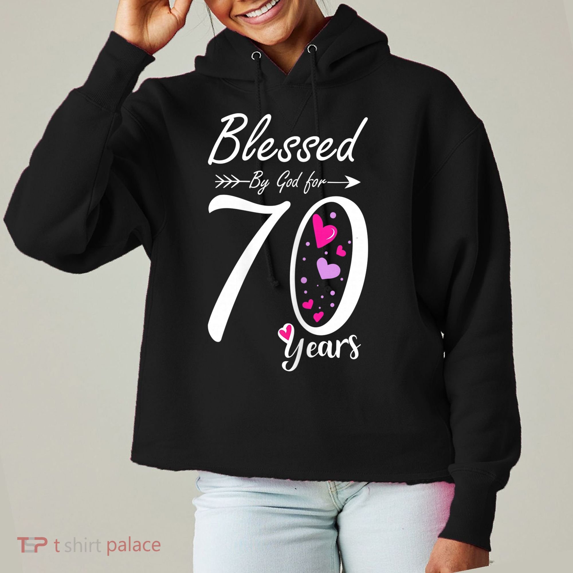 Wo 70th Birthday Tee Gift and Blessed for 70 Years Birthday Ladies Heavyweight Boxy Pullover Hoodie