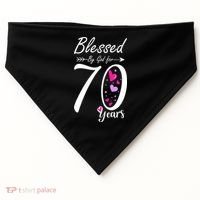 Wo 70th Birthday Tee Gift and Blessed for 70 Years Birthday USA-Made Doggie Bandana thumb 0