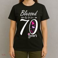 Wo 70th Birthday Tee Gift and Blessed for 70 Years Birthday T-Shirt thumb 4