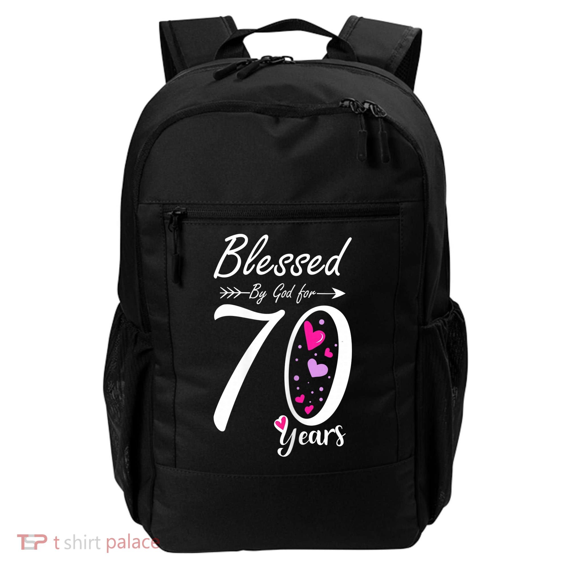 Wo 70th Birthday Tee Gift and Blessed for 70 Years Birthday Backpack