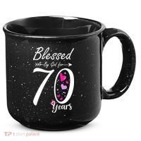 Wo 70th Birthday Tee Gift and Blessed for 70 Years Birthday 15oz Campfire Ceramic Mug thumb 0