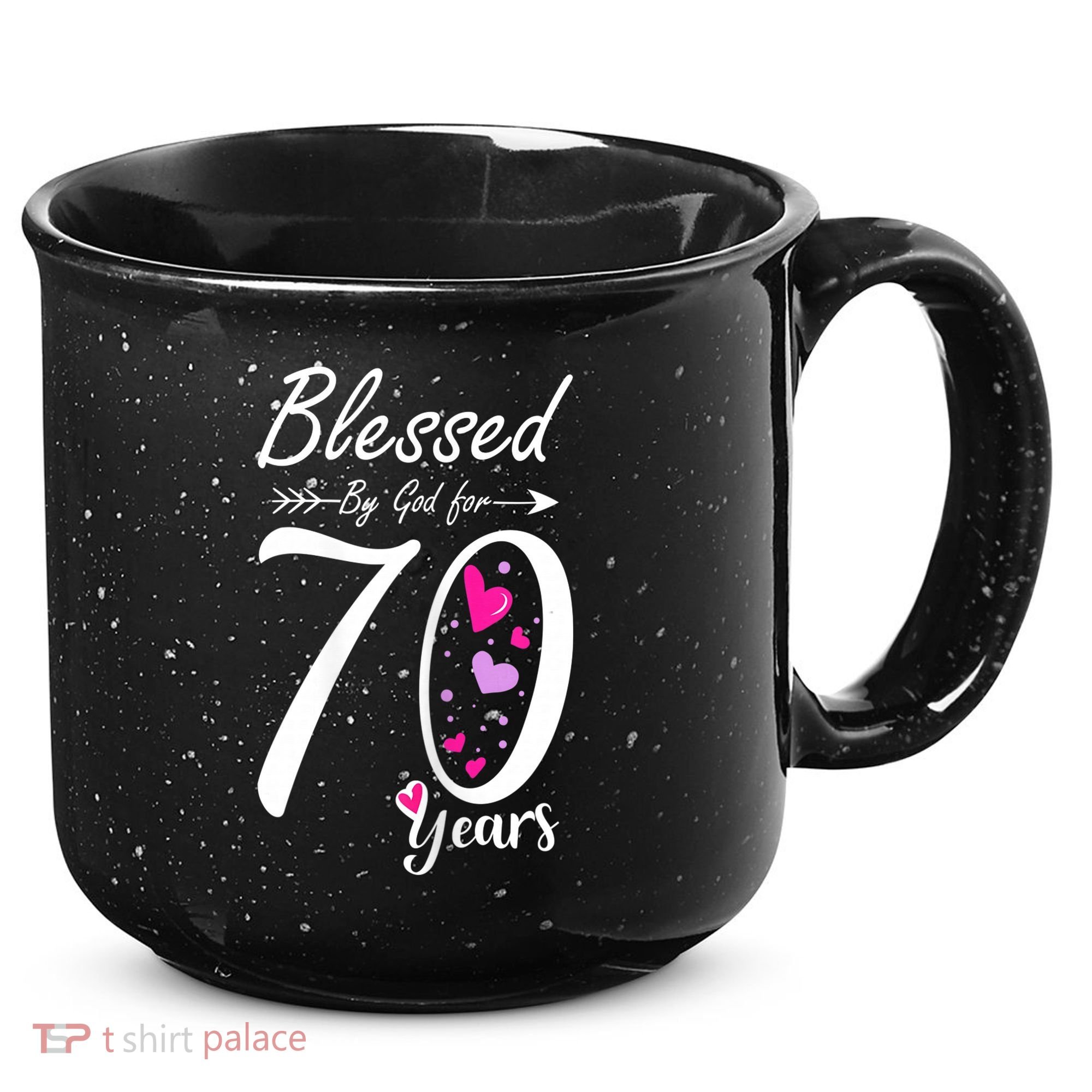 Wo 70th Birthday Tee Gift and Blessed for 70 Years Birthday 15oz Campfire Ceramic Mug
