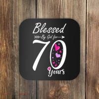 Wo 70th Birthday Tee Gift and Blessed for 70 Years Birthday Coaster thumb 0