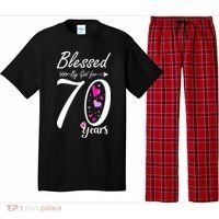 Wo 70th Birthday Tee Gift and Blessed for 70 Years Birthday Pajama Set thumb 0