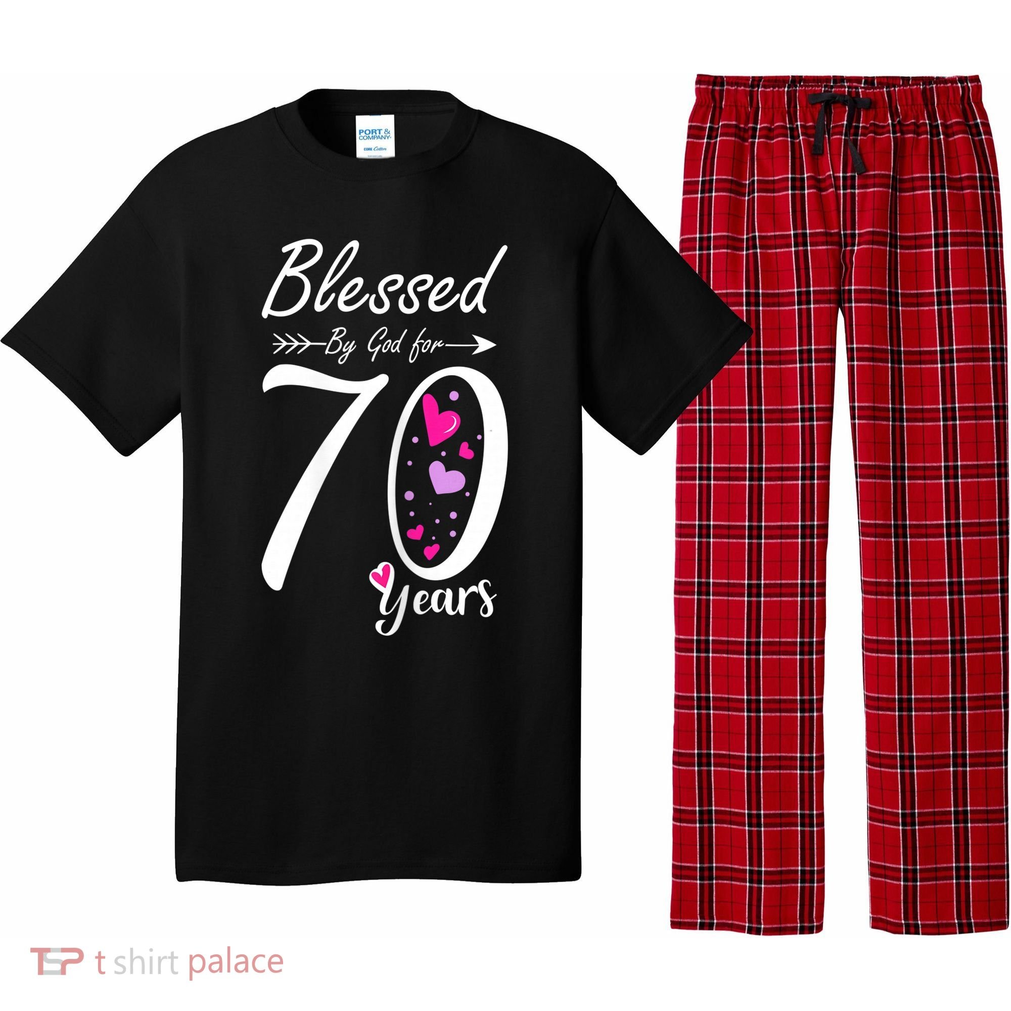 Wo 70th Birthday Tee Gift and Blessed for 70 Years Birthday Pajama Set