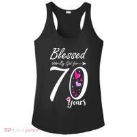 Wo 70th Birthday Tee Gift and Blessed for 70 Years Birthday Ladies PosiCharge Competitor Racerback Tank thumb 0