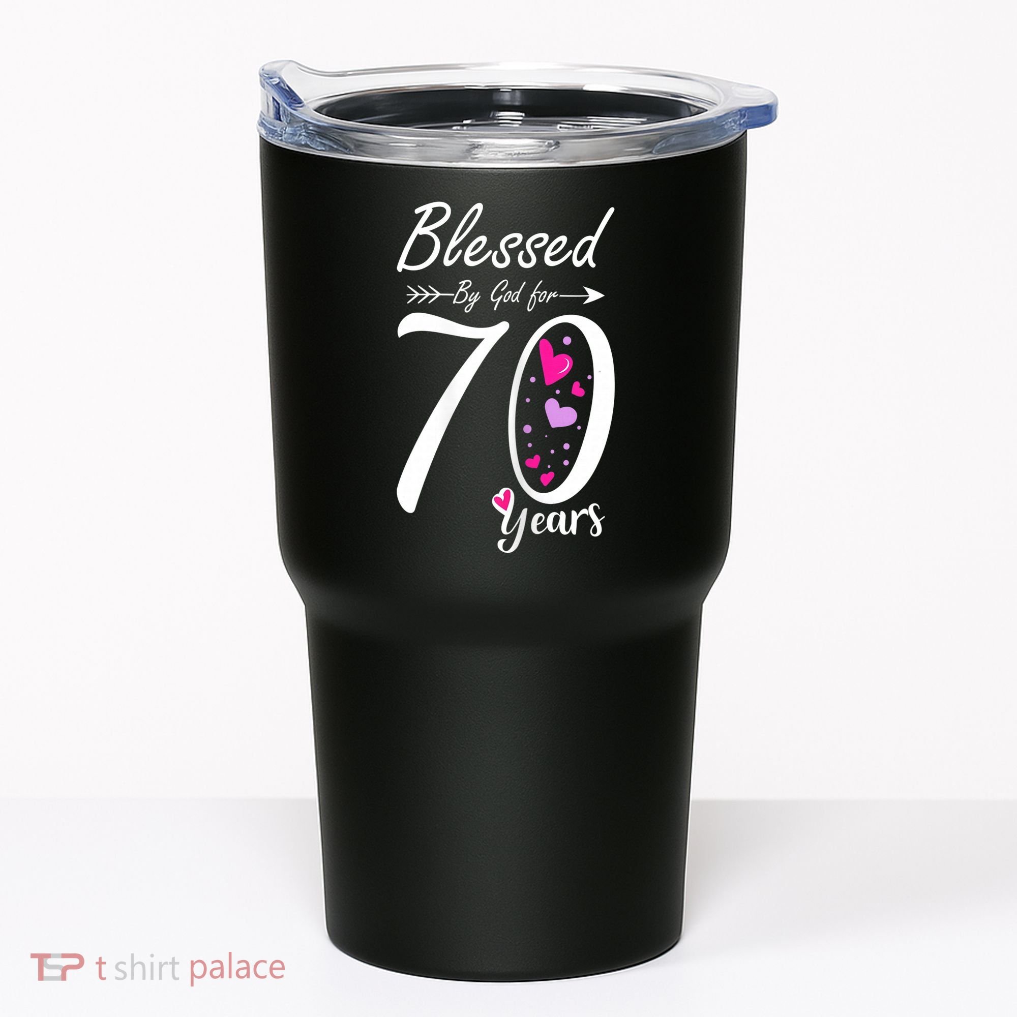 Wo 70th Birthday Tee Gift and Blessed for 70 Years Birthday Tumbler