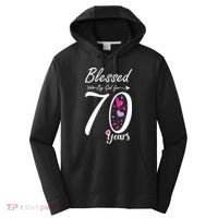 Wo 70th Birthday Tee Gift and Blessed for 70 Years Birthday Performance Fleece Hoodie thumb 0