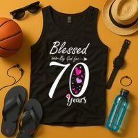 Wo 70th Birthday Tee Gift and Blessed for 70 Years Birthday Tank Top thumb 4