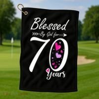 Wo 70th Birthday Tee Gift and Blessed for 70 Years Birthday Golf Towel thumb 1
