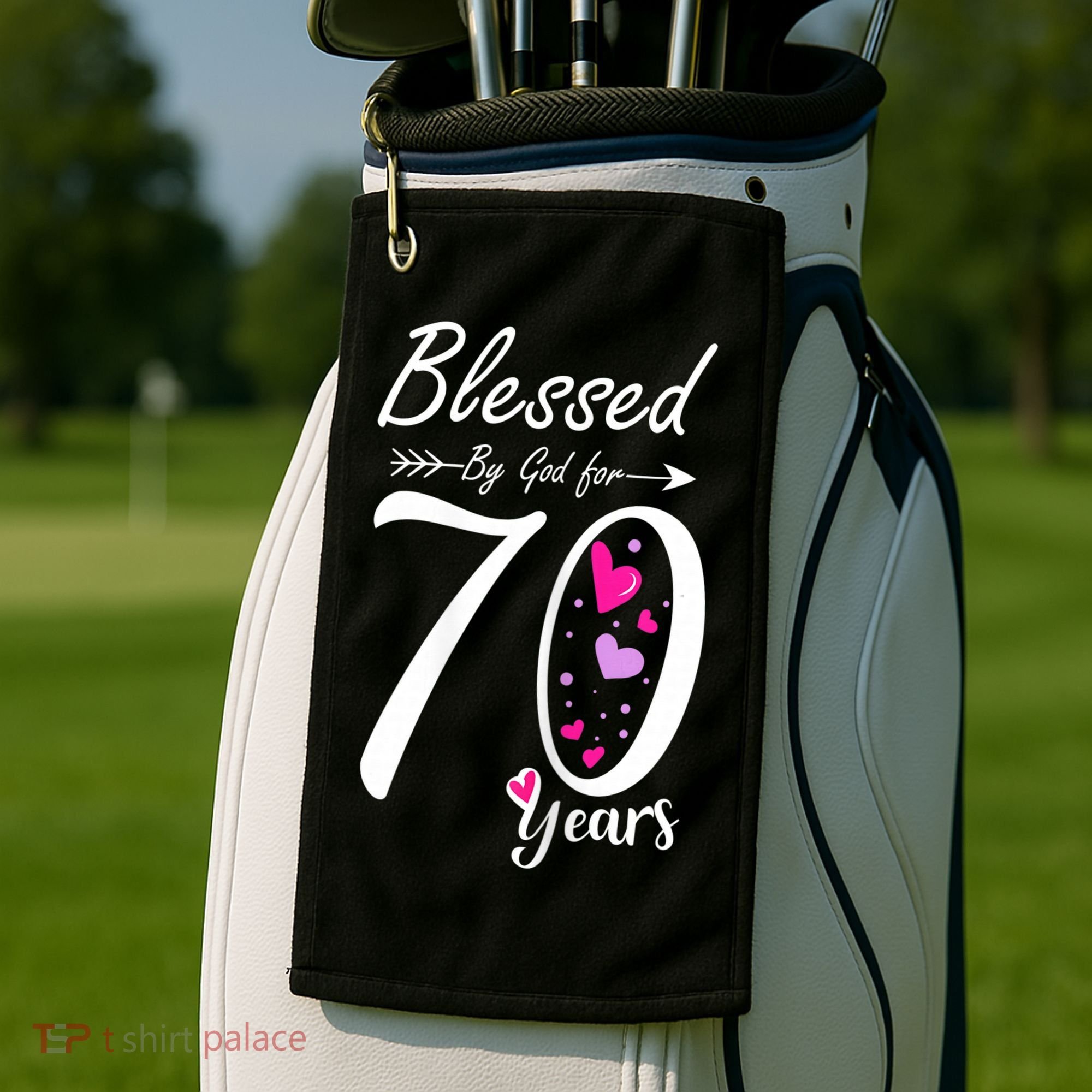 Wo 70th Birthday Tee Gift and Blessed for 70 Years Birthday Golf Towel