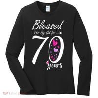 Wo 70th Birthday Tee Gift and Blessed for 70 Years Birthday Women's Long Sleeve Shirt thumb 0
