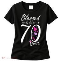 Wo 70th Birthday Tee Gift and Blessed for 70 Years Birthday Women's T-Shirt thumb 0