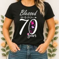 Wo 70th Birthday Tee Gift and Blessed for 70 Years Birthday Women's T-Shirt thumb 2